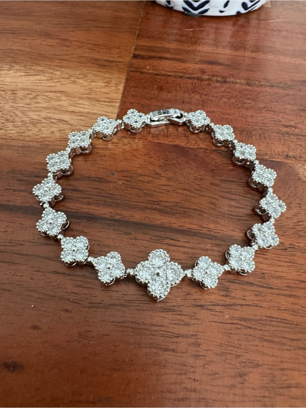 Silver Floral Cluster Bracelet - Sparkling Women's Jewelry